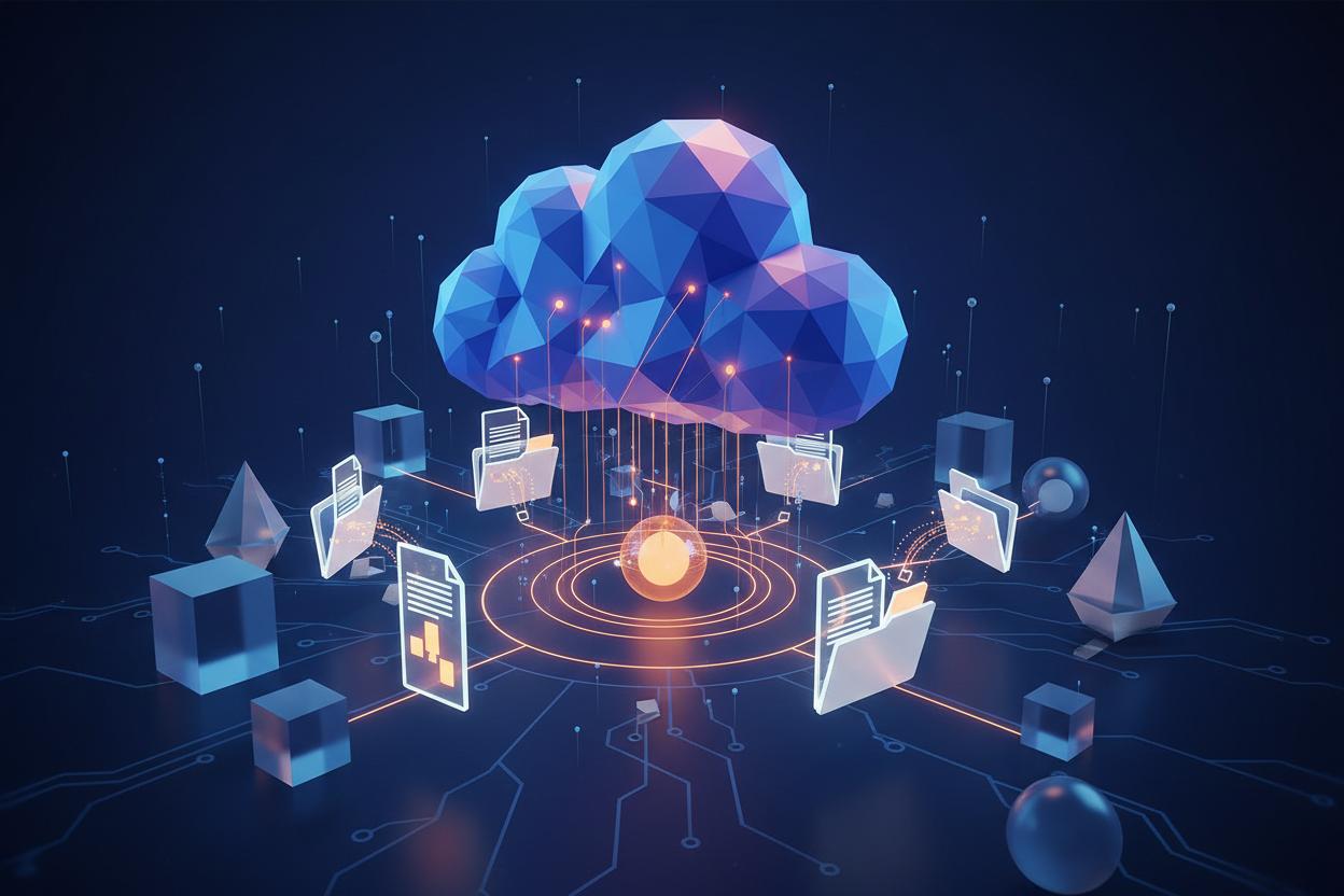 WPS云文档同步概念图，展示多设备数据同步
